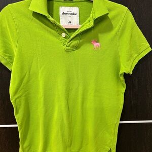 Abercrombie & Fitch Lime Polo with Pink Logo
